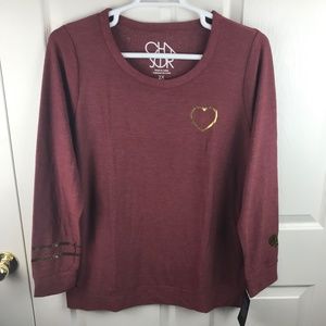 Chaser Gold Heart Printed Pullover Sweatshirt 2XL